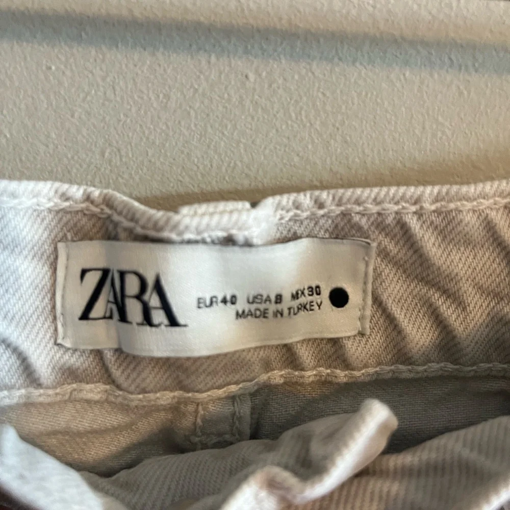 ZARA gray & white tie dye Grunge Pant Raw Hem wide Leg High Rise Jean size small